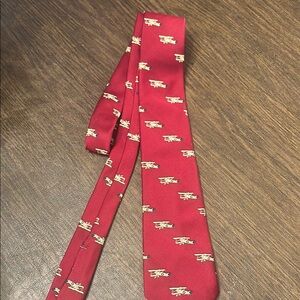 Classic men’s Burgundy Patterned Tie helicopter theme